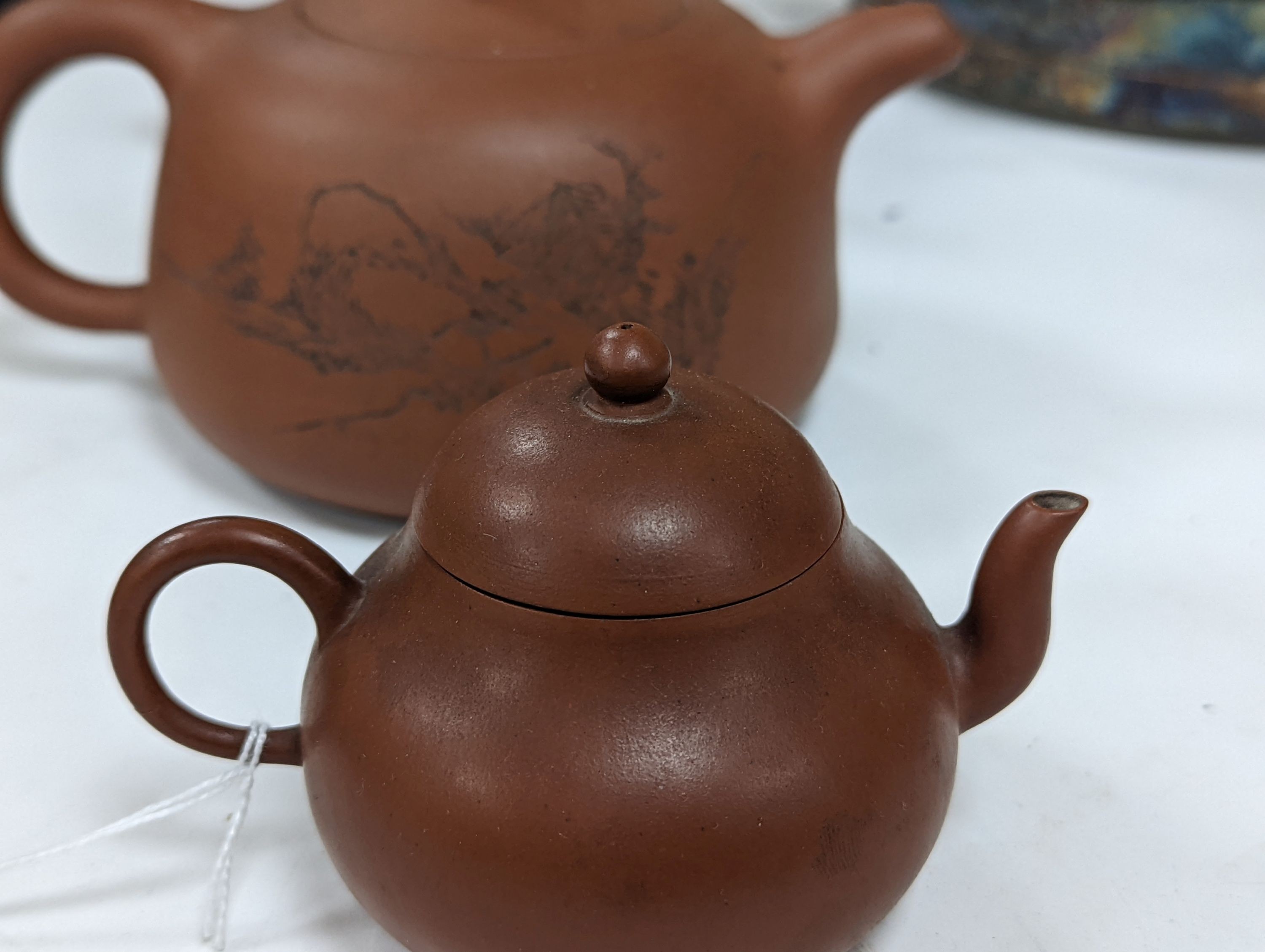 Six Chinese Yixing teapots, tallest 11cm